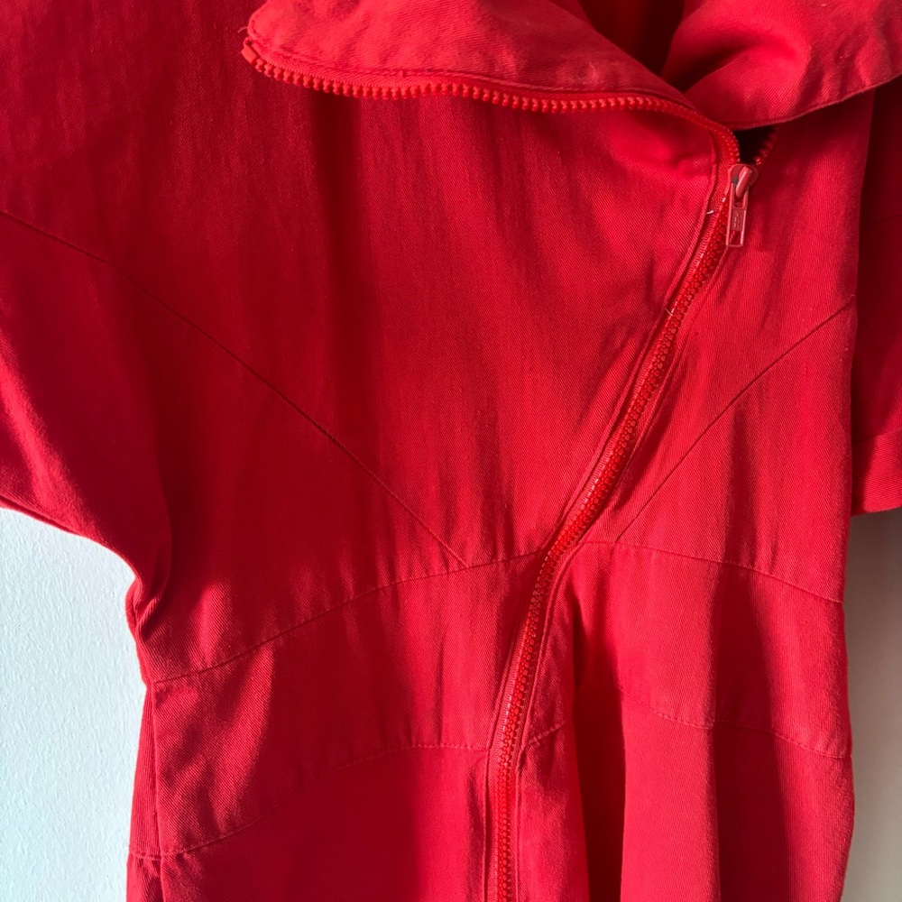 Vintage 80s Joni Blair of California Blazer Zip Front Mini Dress in Scarlet Red - Picture 11 of 13